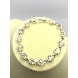 Avon Vintage Silver-Tone Rhodium Plate Crystal Bracelet